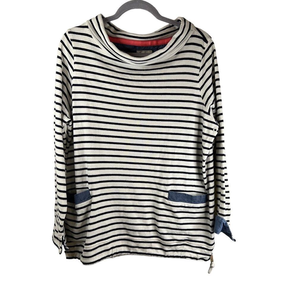 Mariners Grade Women's White and Blue Striped Blouse Size 14 w/Pockets